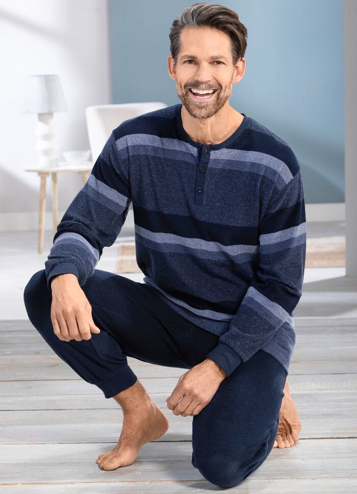 Frottier-Schlafanzug mit Knopfleiste 