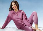 Pyjama aus Frottierstretch, Langarm mit Knopfleiste und B&uuml;ndchen 
