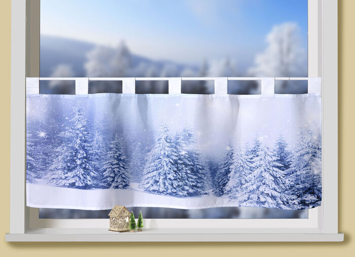 Kurzvorhang Winterwald mit Schlaufen 