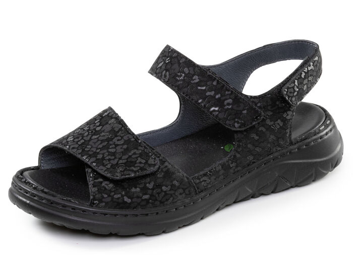 Waldläufer, bequeme Damen-Sandalen, Weite H, mit herausnehmbarem Fussbett SCHWARZ