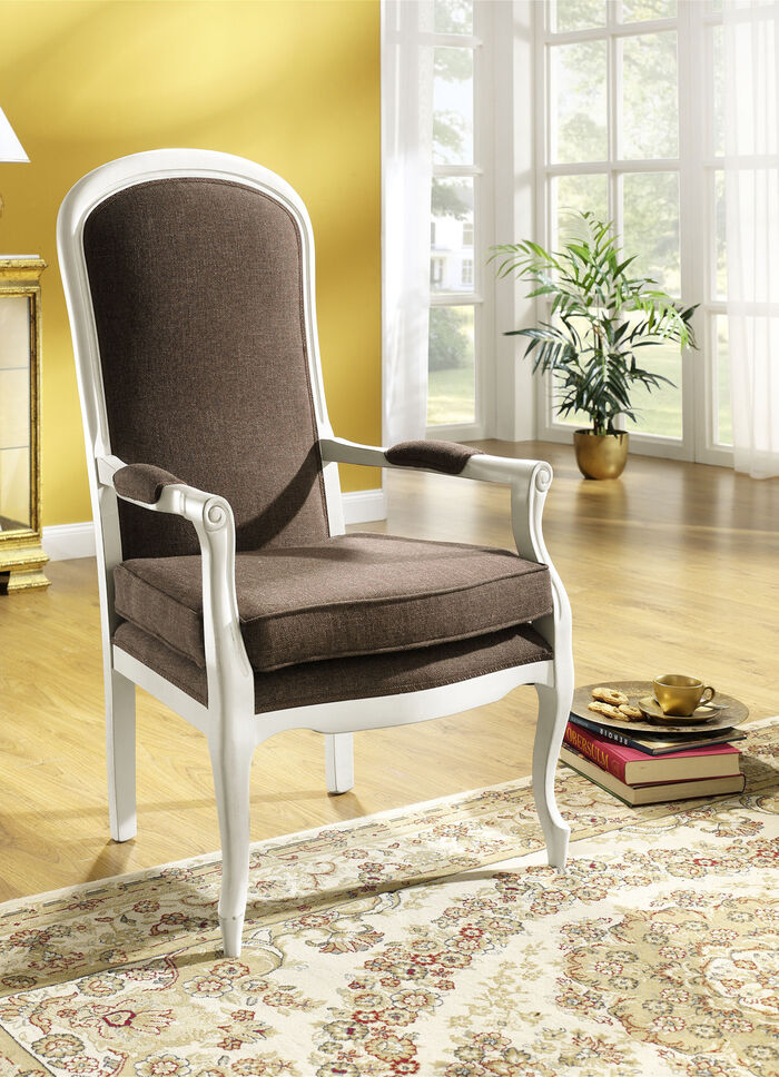 Armlehnensessel mit losem Sitzkissen WEISS-BRAUN