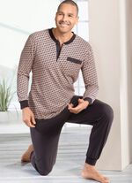 Schlafanzug mit Knopfleiste und B&uuml;ndchenabschl&uuml;ssen 