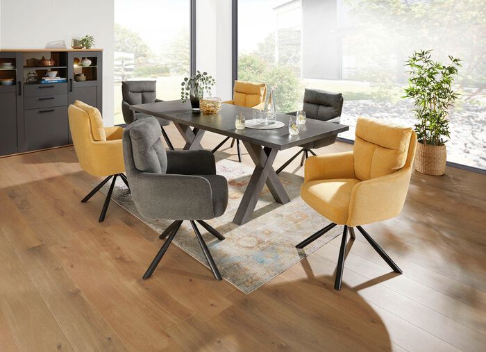 2er-Set Armlehnenstühle in XXL-Sitzbreite GRAU