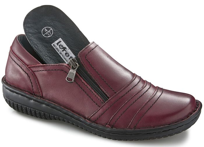 ELENA EDEN, bequeme Damen-Slipper, Weite G, mit herausnehmbarem Fussbett BURGUND