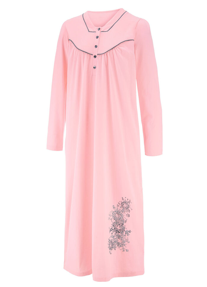 Wadenlanges Nachthemd mit langen Ärmeln  LACHS