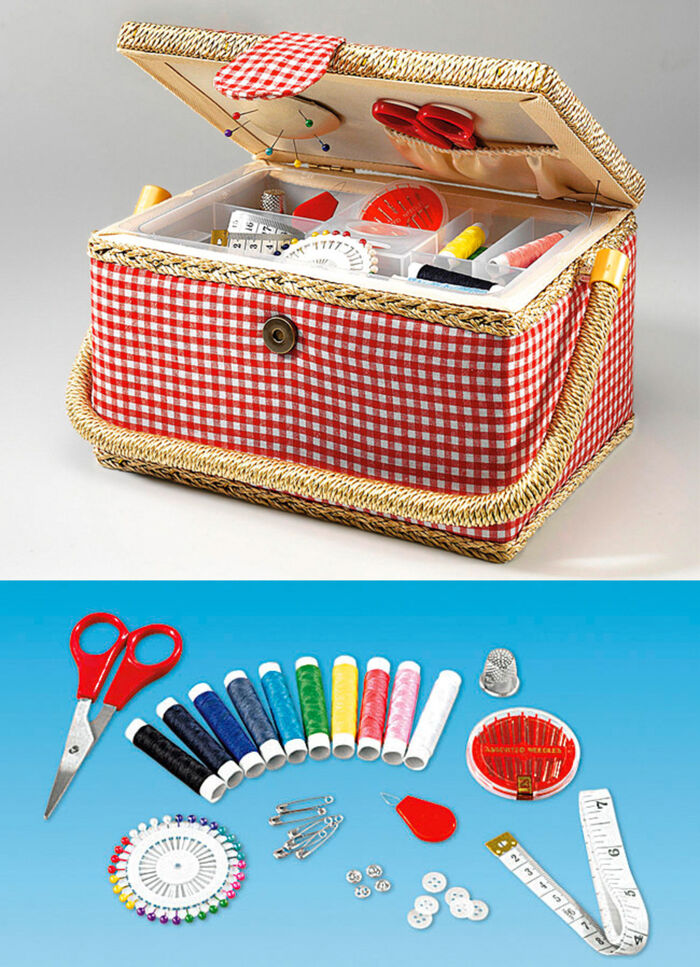 Nähkorb mit umfangreichem 76-teiligem Zubehör 