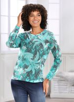 Pullover in weich fliessender Qualität TÜRKIS-MULTICOLOR