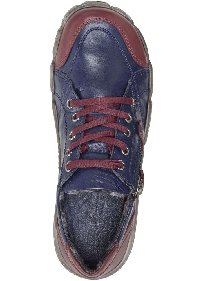 Andrea Conti Schnür-Sneaker aus weichem Nappaleder MARINE-BURGUND
