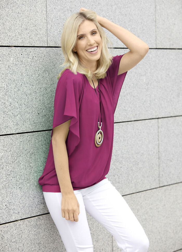 Poncho-Tunika mit eingearbeitetem Top BEERE