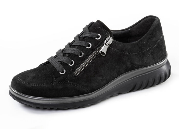 ELENA EDEN, bequeme Damen-Schnürschuhe, Weite H, mit herausnehmbarem Fussbett SCHWARZ