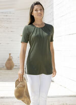 Unifarbene Shirt-Tunika OLIV