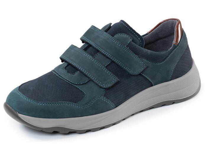 Waldl&auml;ufer, bequeme Herren-Slipper, Weite K, mit herausnehmbarem Fussbett MARINE