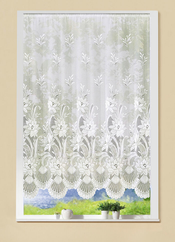 Blumenfenster-Vorhang mit Automatikfaltenband 1:3 