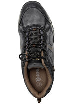 Atmungsaktive Herren-Schnürschuhe, mit herausnehmbarem Fussbett GRAU-SCHWARZ-COGNAC