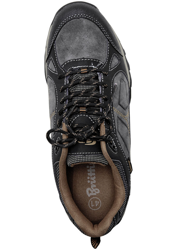 Atmungsaktive Herren-Schnürschuhe, mit herausnehmbarem Fussbett GRAU-SCHWARZ-COGNAC