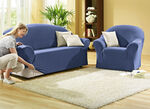 Schützende Stretchbezüge für Sessel und Sofa BLAU