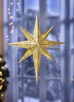 Fensterstern aus Holz mit LED-Beleuchtung und Fernbedienung 