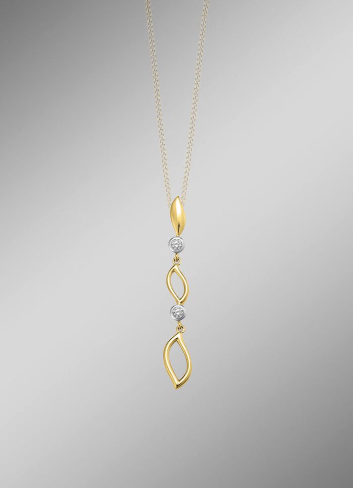 Eleganz in Bicolor: Anh&auml;nger mit synth. Zirkonia 