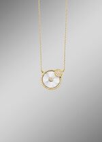 Halskette in Bicolor mit Sonnenschliff und Ankerkette 