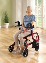 Rollator, auch als Rollstuhl nutzbar ROT