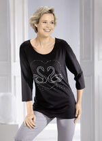 Shirt mit edler Strasszier in 2 Farben SCHWARZ