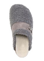Laurina Pantoffel aus weichem Pl&uuml;sch mit Veloursbesatz GRAU