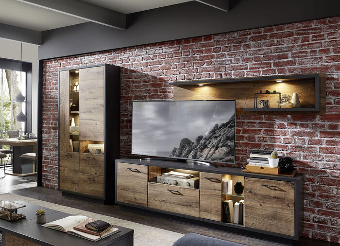 Wohnwand mit LED-Beleuchtung 