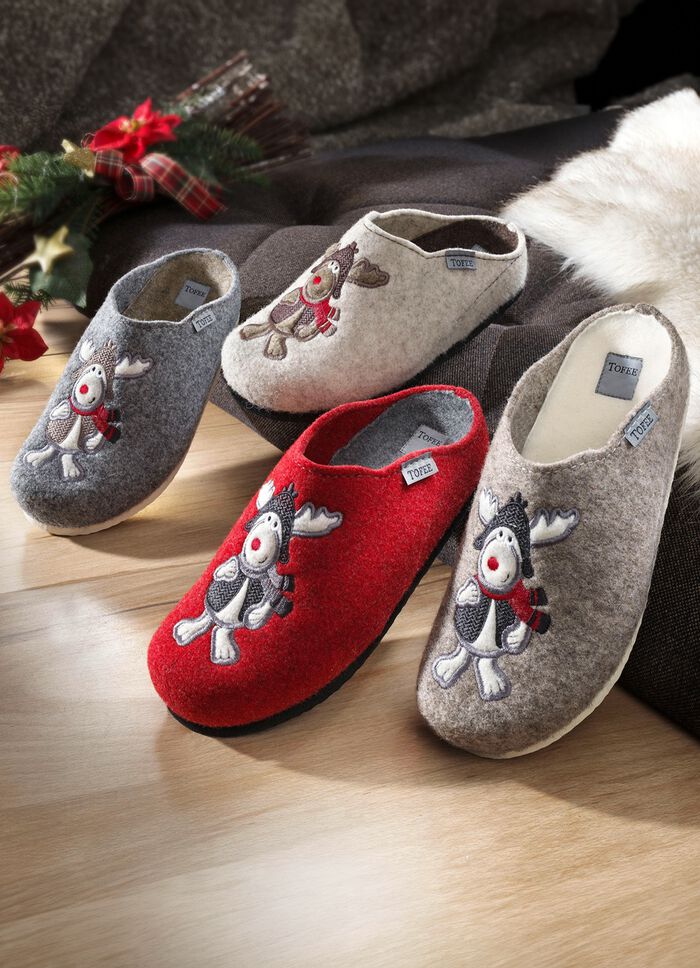 Flauschig warmer Hausschuh aus Wollfilz 