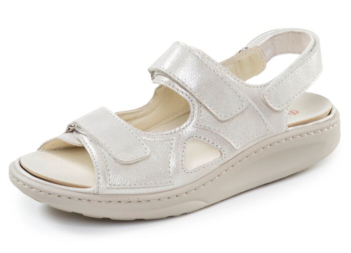Waldl&auml;ufer, bequeme Damen-Sandalen, Weite H, mit herausnehmbarem Fussbett CHAMPAGNER