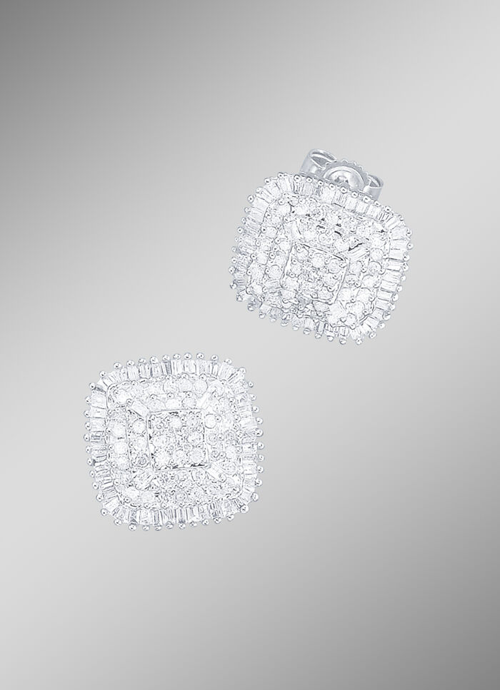 Ohrstecker mit Diamanten und Baguette-Diamanten