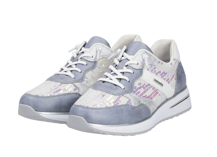 Sneaker mit schimmernden Pailletten BLEU-WEISS