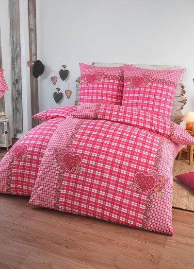 4-teiliges Bettwäsche-Set mit rustikalem Karodessin 