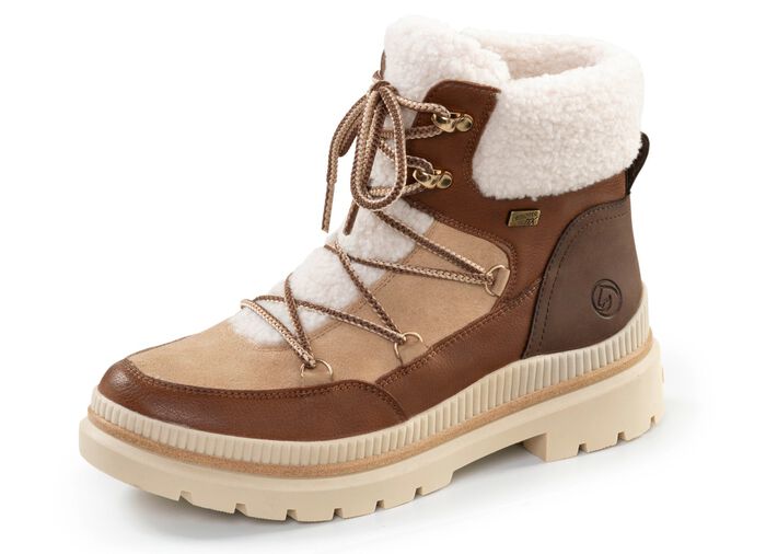 Remonte, gef&uuml;tterte Damen-Boots, Winterschuhe, Weite G, mit Reissverschluss BRAUN-SAND