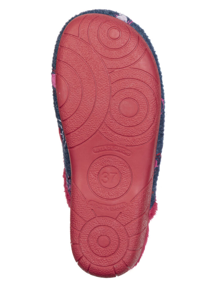 Laurina, warme Damen-Hausschuhe, mit Plüsch BLAU-ROT