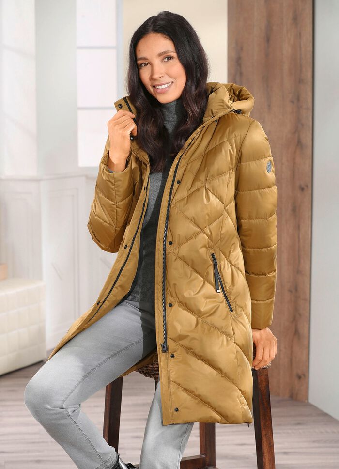 Funktions-Kurzmantel mit abnehmbarer Kapuze MESSING