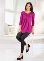 Longshirt mit Zierpl&auml;ttchen in 3 Farben FUCHSIA