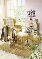 Sitzmöbel aus Rattan mit Kissenauflage 