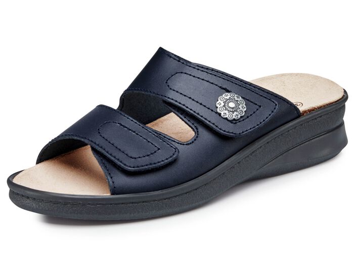 Bequeme Damen-Pantoletten, mit herausnehmbarem Fussbett DUNKELBLAU