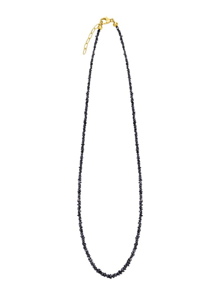 Aussergew&ouml;hnliche Halskette mit Roh-Diamanten in Dunkelgrau 