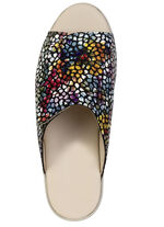 Bequeme Damen-Pantoletten, Weite G, mit Klettverschluss SCHWARZ-BUNT