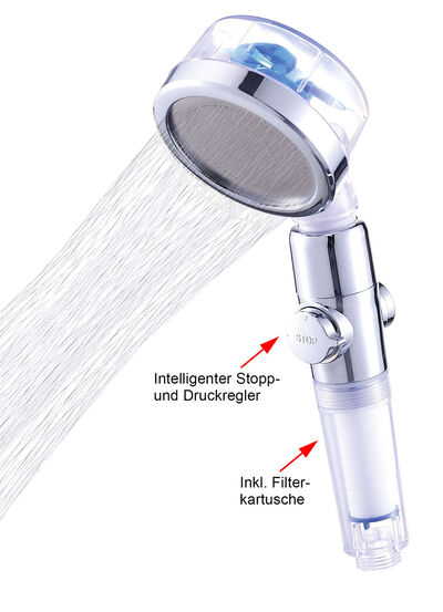 Duschkopf Aquadon EcoTornado mit genialem Turbinen-Effekt 