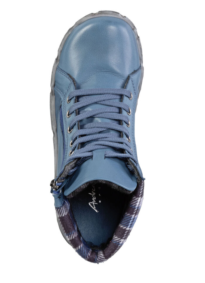 Andrea Conti Schnür-Bootie mit Schaftrand aus kariertem Textil JEANS