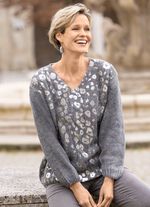 Pullover mit gl&auml;nzendem Foliendruck GRAU-SILBERFARBEN