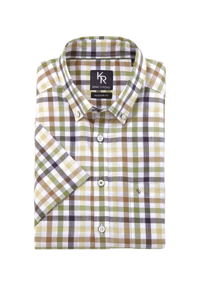 «King's Road»-Hemd mit Button-Down-Kragen in 4 Farben GRÜN-MARINE KARIERT