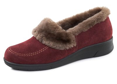 ELENA EDEN, warme Damen-Hausschuhe, Weite H, mit Lammfell 