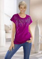 Shirt mit aufwendiger Strasszier in 2 Farben BEERE