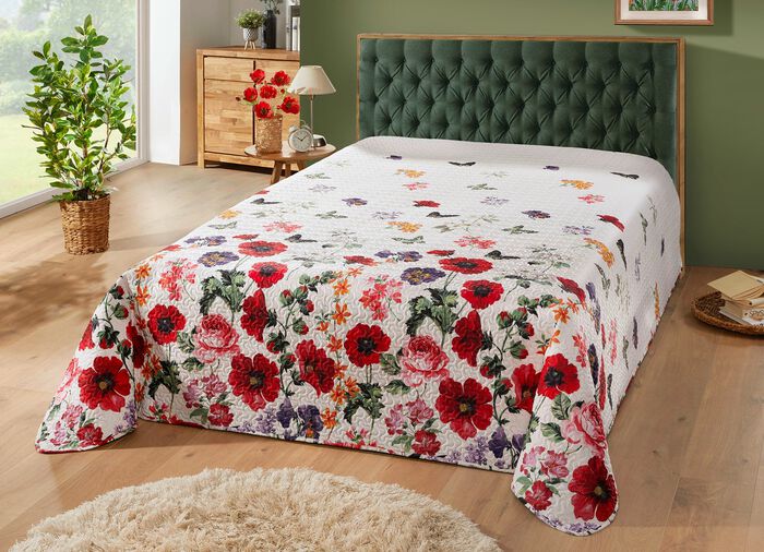 Digital bedruckte Tagesdecke und Kissenbez&uuml;ge BUNT