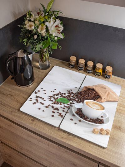 Herdabdeckplatten mit Caf&eacute; Aromatica-Motiv, 2er-Set 