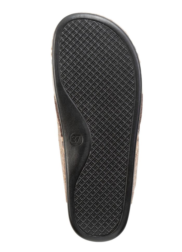 Laurina Pantoffel aus Filz und bedrucktem Kunstfell 