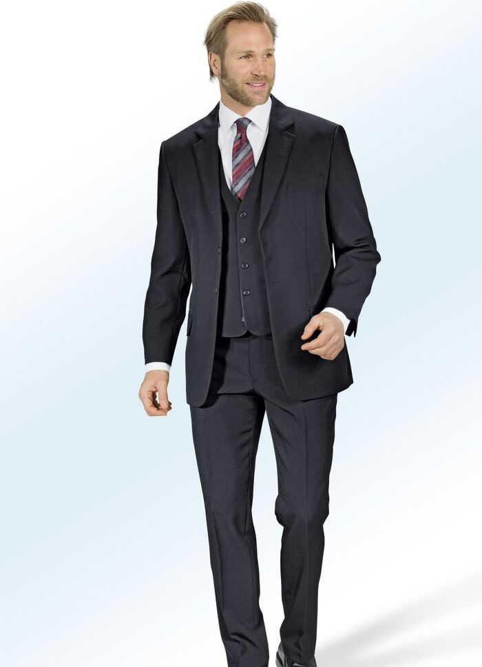 Anzug, mit Wendegilet und zwei Hosen SCHWARZ-SILBERGRAU